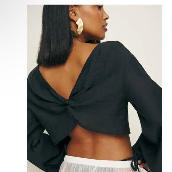 Reformation Keegan Black Crop Top XL NWT - Picture 2 of 4
